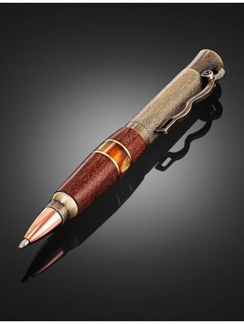 Exclusive Wooden Ball Pen With Baltic Amber, image , picture 2
