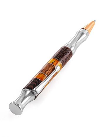 Handcrafted Wenge Wood Ball Pen With Natural Amber, image , picture 3