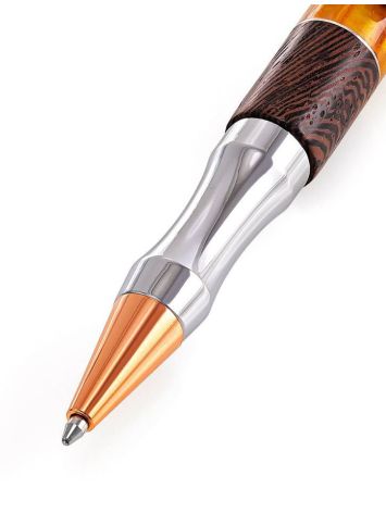 Handcrafted Wenge Wood Ball Pen With Natural Amber, image , picture 4
