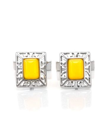 Bold Honey Amber Cufflinks In Sterling Silver The Ithaca, image , picture 4
