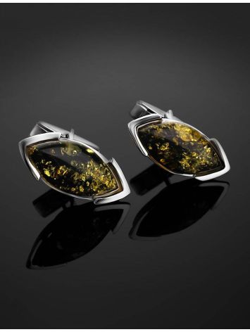 Sterling Silver Cufflinks With Leaf Cut Amber The Petal, image , picture 2