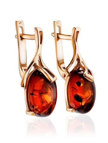Refined Golden Earrings With Amber The Crocus, image , picture 4