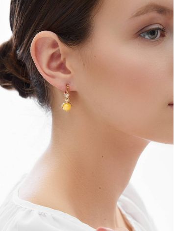 Chic Golden Earrings With Honey Amber And Crystals The Sambia, image , picture 3