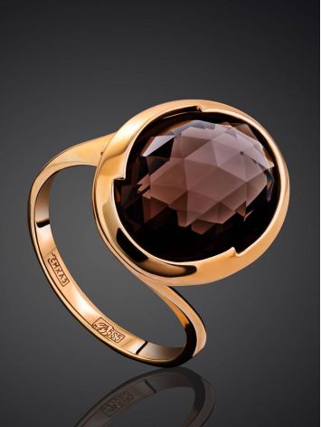 Classy Gold Ring With Smoky Quartz, Ring Size: 8 / 18, image , picture 2