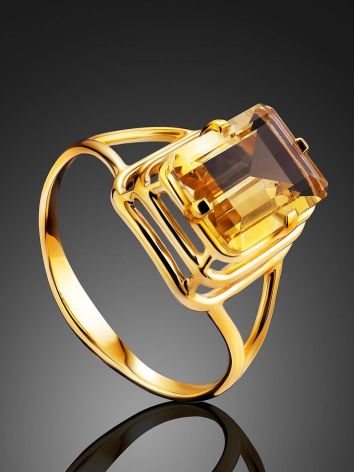 Geometric Gold Citrine Ring, Ring Size: 7 / 17.5, image , picture 2