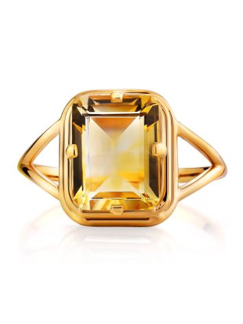 Geometric Gold Citrine Ring, Ring Size: 7 / 17.5, image , picture 3