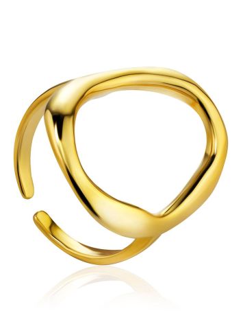 Stunning Contemporary Design Gold-Plated Silver Ring The Liquid, Ring Size: Adjustable, image 