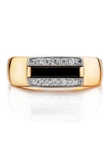 Stylish Unisex Gold Onyx Ring, Ring Size: 10 / 20, image , picture 3