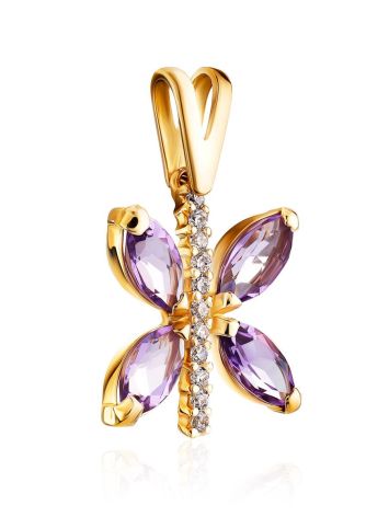 Butterfly Design Gold Amethyst Pendant The April, image , picture 3