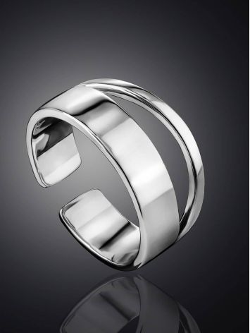 Double Shank Silver Ring The Liquid, Ring Size: Adjustable, image , picture 2