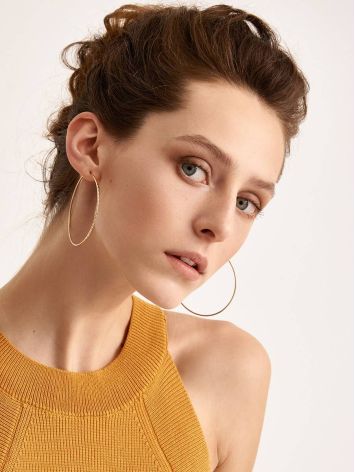 Trendy Golden Hoop Earrings, image , picture 3
