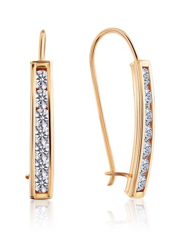Chic Gold Crystal Earrings, image 