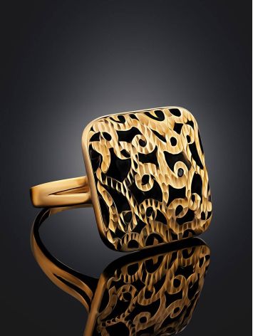 Fabulous Ornate Gold Enamel Ring, Ring Size: 8 / 18, image , picture 2