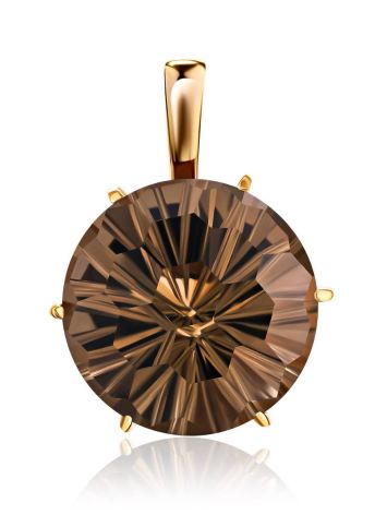 Fabulous Gold Pendant With Bold Faceted Smoky Quartz, image 