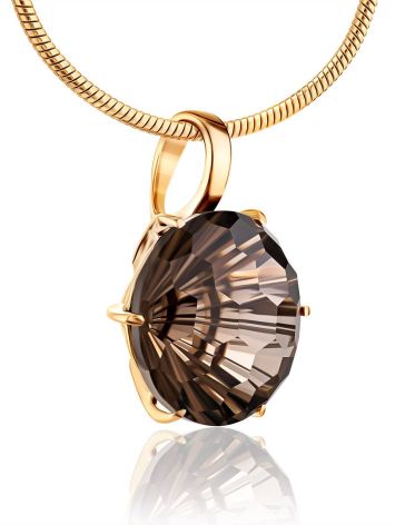 Fabulous Gold Pendant With Bold Faceted Smoky Quartz, image , picture 3