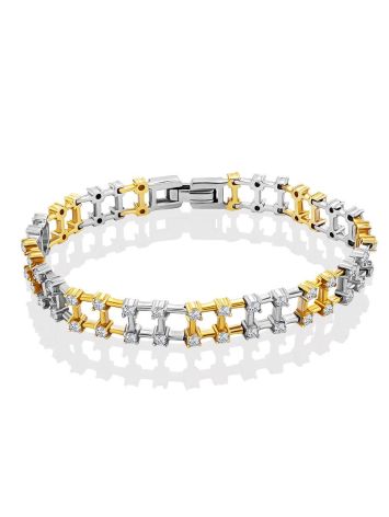 Fashionable Two Tone Gold Crystal Bracelet, image 