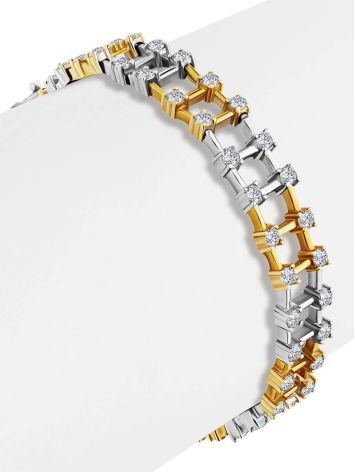 Fashionable Two Tone Gold Crystal Bracelet, image , picture 3