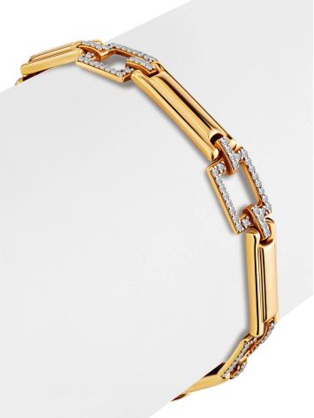 Golden Link Bracelet With Crystals, image , picture 3