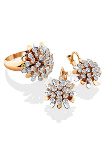 Amazing Floral Design Gold Diamond Earrings, image , picture 3