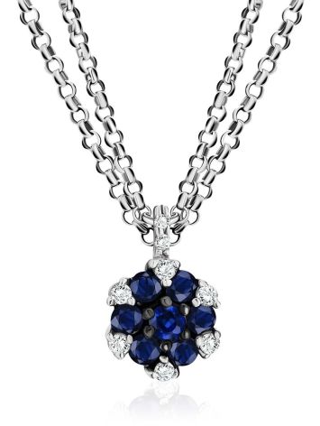 White Gold Necklace With Sapphire Diamond Pendant, image 