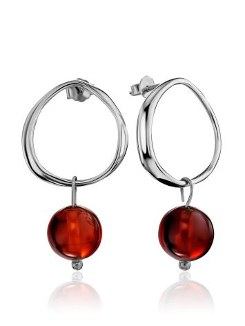 Trendy Silver Amber Dangle Earrings The Palazzo, image 