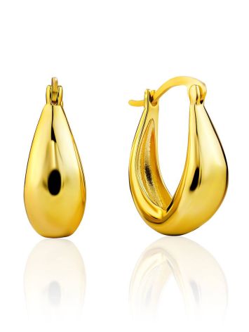 Trendy Gold Plated Silver Hoop Earrings The Liquid, image 