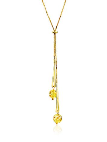 Chic Gilded Silver Lariat Necklace With Amber Stones The Palazzo, image 