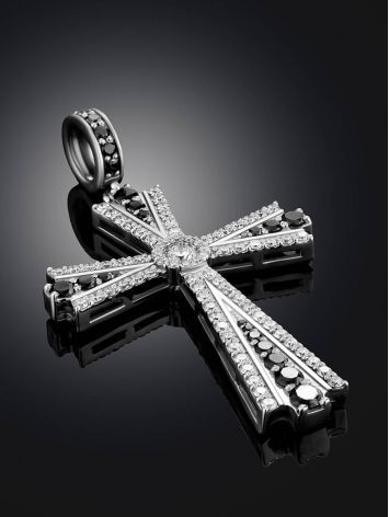 White Gold Diamond Cross Pendant, image , picture 2