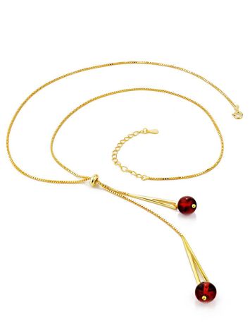 Gilded Silver Lariat Necklace With Amber Dangles The Palazzo, image , picture 4