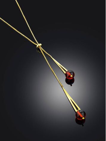 Gilded Silver Lariat Necklace With Amber Dangles The Palazzo, image , picture 2