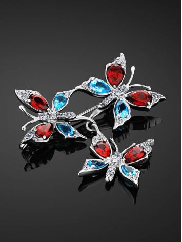 Wonderful Silver Crystal Butterfly Brooch, image , picture 2