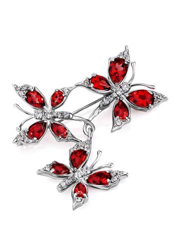 Amazing Silver Garnet Butterfly Brooch, image , picture 3