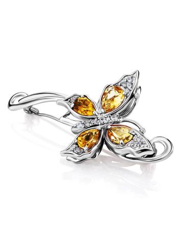Fabulous Silver Citrine Butterfly Brooch, image , picture 3