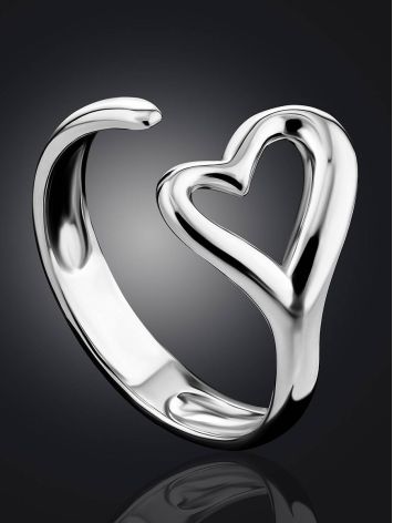 Heart Shaped Silver Adjustable Ring The Liquid, Ring Size: Adjustable, image , picture 2