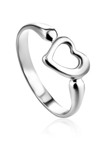 Heart Shaped Silver Ring The Liquid, Ring Size: 5 / 15.5, image 