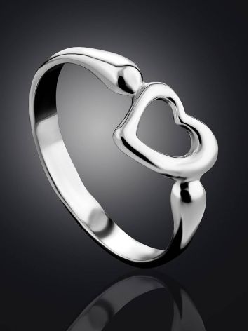 Heart Shaped Silver Ring The Liquid, Ring Size: 5 / 15.5, image , picture 2