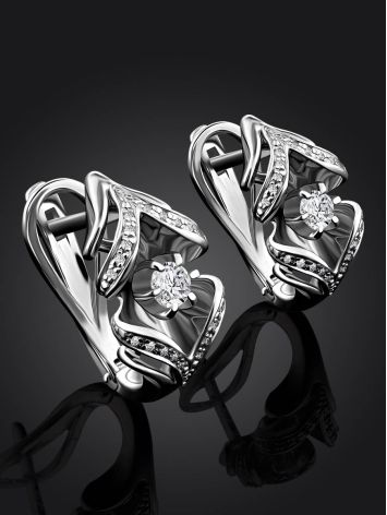 Classic White Gold Diamond Earrings, image , picture 2