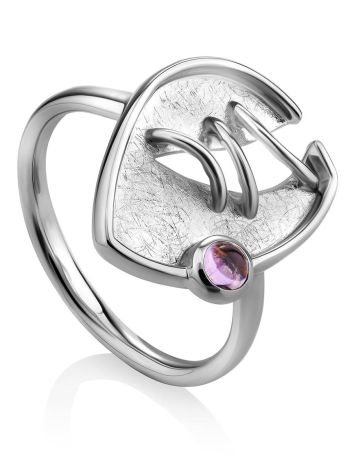 Designer Silver Amethyst Ring, Ring Size: 8.5 / 18.5, image 