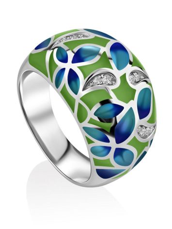 Mix Color Enamel Floral Ring, Ring Size: 8 / 18, image 