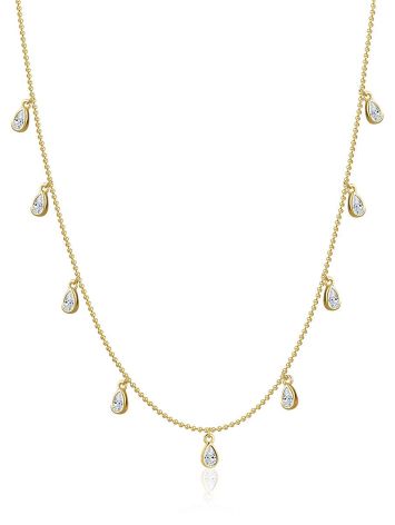 Trendy Gilded Silver Collar Necklace With Crystals, image 