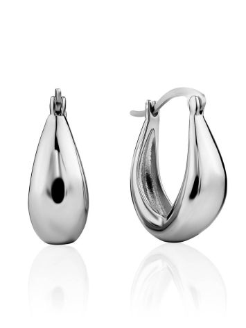 Trendy Silver Hoop Earrings The Liquid, image 