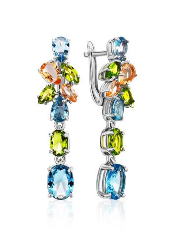 Lustrous Silver Dangles With Topaz And Morganite, image 