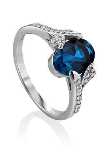 Amazing Silver Ring With Topaz London Blue, Ring Size: 6 / 16.5, image 