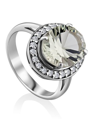 Classy Silver Green Amethyst Ring, Ring Size: 7 / 17.5, image 
