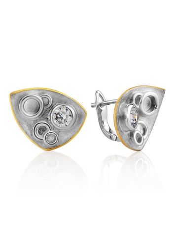 Stylish Silver Crystal Earrings, image 