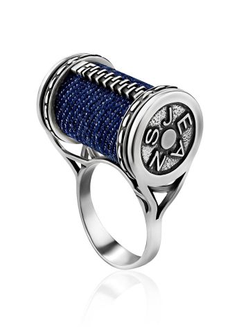 Spool Design Silver Denim Ring, Ring Size: 8 / 18, image , picture 4