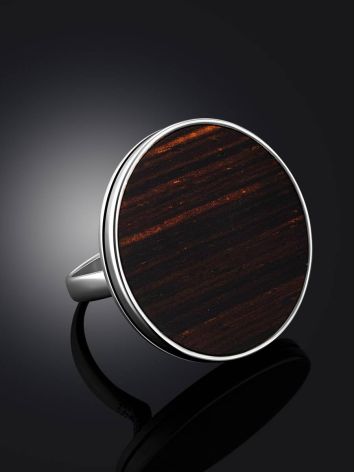 Geometric Design Silver Wooden Ring, Ring Size: 9.5 / 19.5, image , picture 2