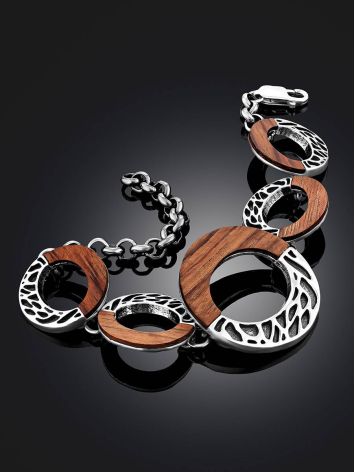 Designer Silver Wooden Bracelet, image , picture 2