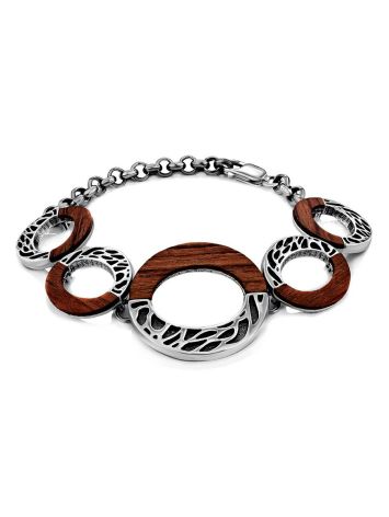 Designer Silver Wooden Bracelet, image 