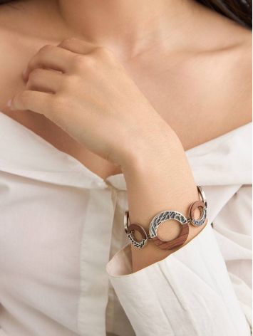 Designer Silver Wooden Bracelet, image , picture 3
